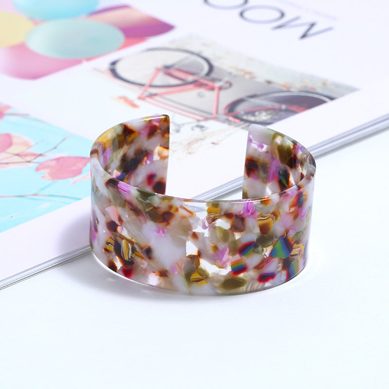 Wholesale Acetate sheet leopard print open acrylic bracelet
